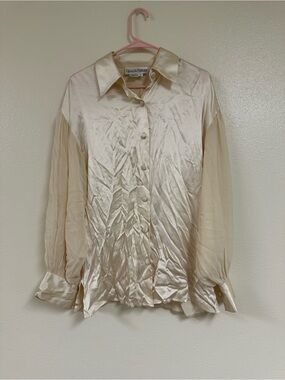 Vintage Diane von Furstenberg Ivory Silk Button Down Blouse